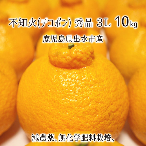 不知火(デコポン) 秀品 3L 10kg 減農薬 無化学肥料 特別栽培